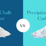 Comparison of Whiting Chalk Powder vs Precipitated Calcium Carbonate showing texture, brightness, and industrial applications in paints, plastics, and rubber